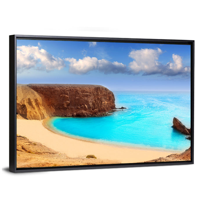 El Papagayo Beach Lanzarote Wall Art as a framed canvas