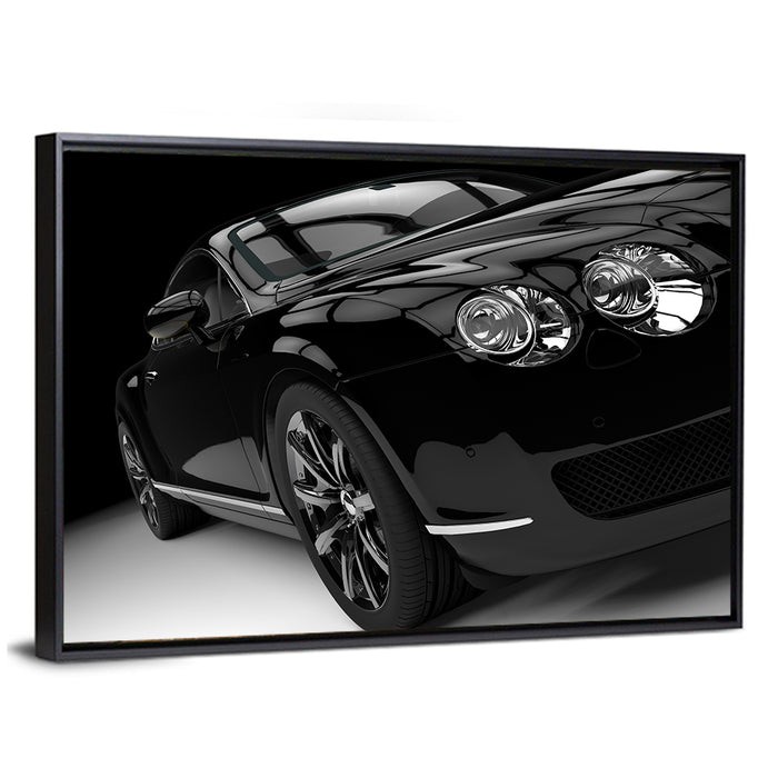 Black Luxury Car Close-up Wall Art as a framed canvas