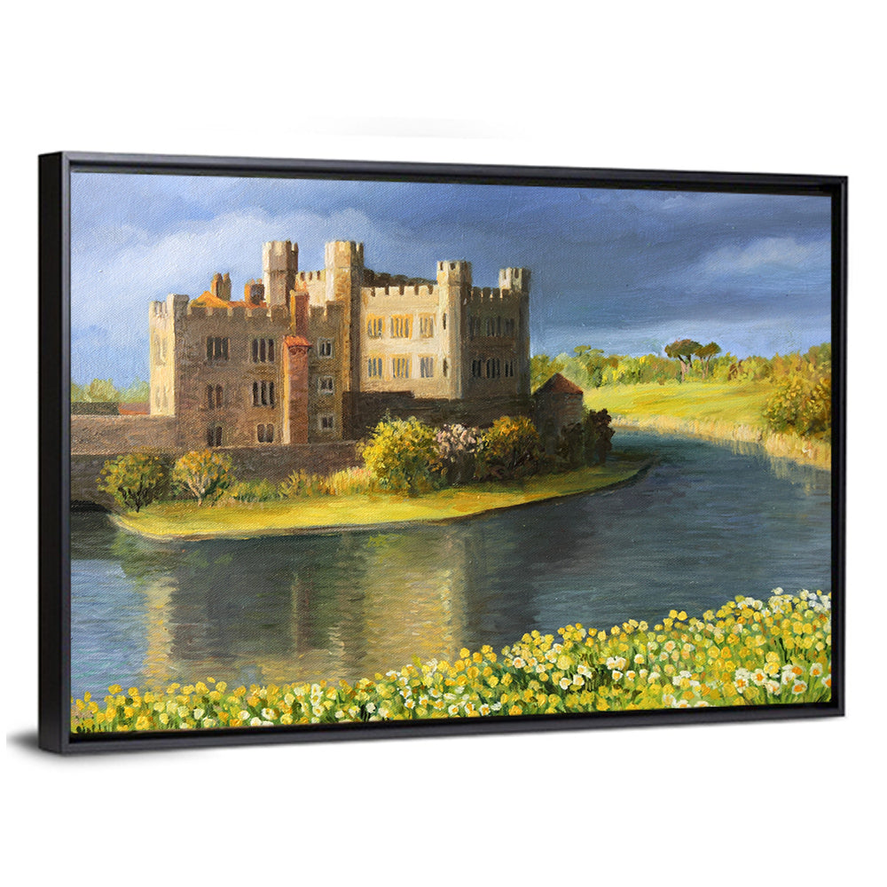 Castle Reflected Over Flower Meadow Wall Art