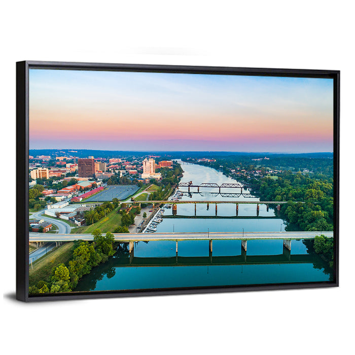Augusta Savannah River Skyline Wall Art as a framed canvas
