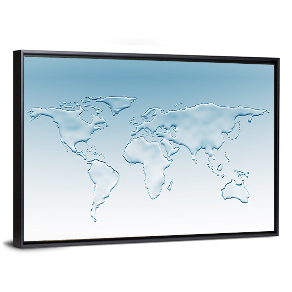 Embossed Water World Map Wall Art