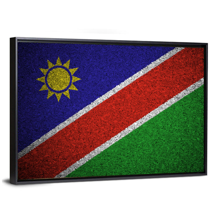 Namibian Flag Graphic Wall Art as a framed canvas