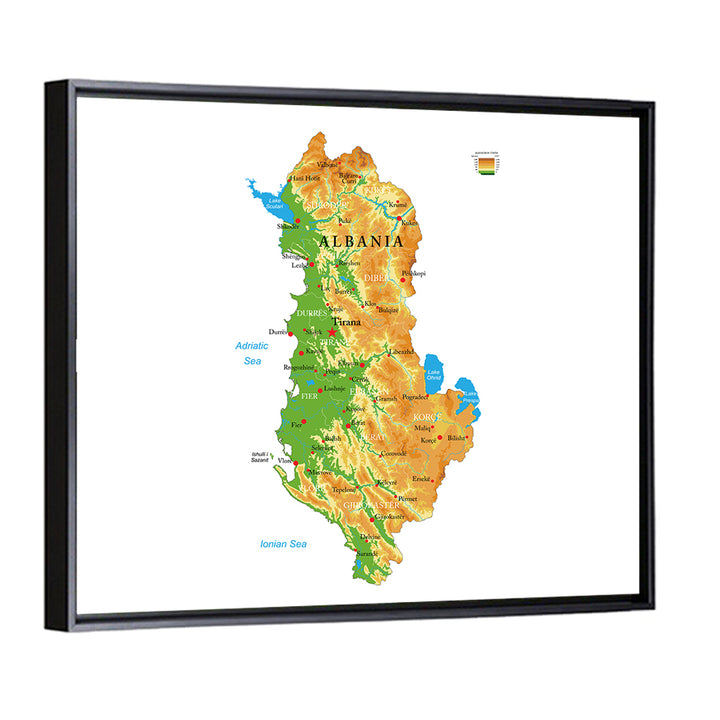 Albania Terrain Map Wall Art