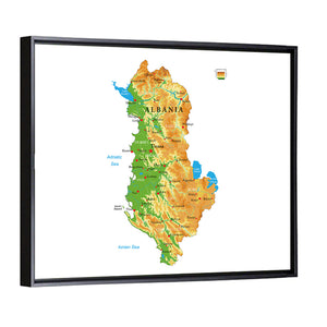 Albania Physical Map Wall Art