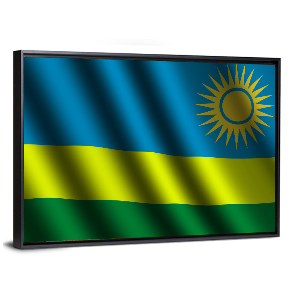 Rwandan Flag with Golden Sun Wall Art