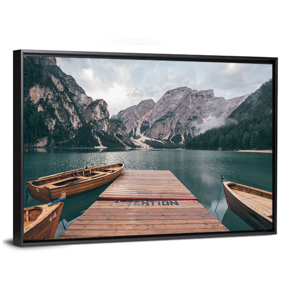 Lago Di Braies Dock, Dolomites Wall Art