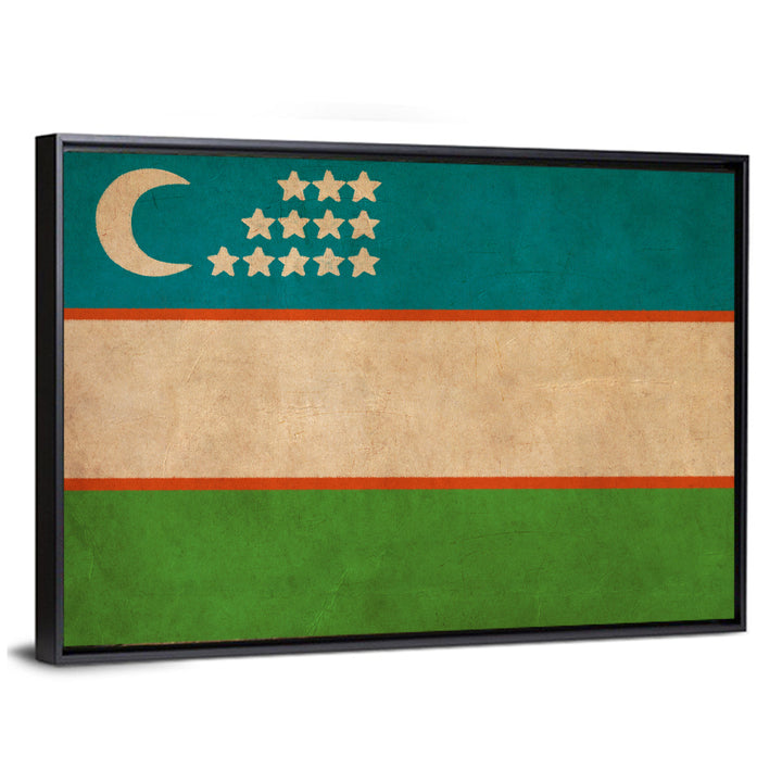 Uzbekistan Flag with Crescent and Stars Wall Art