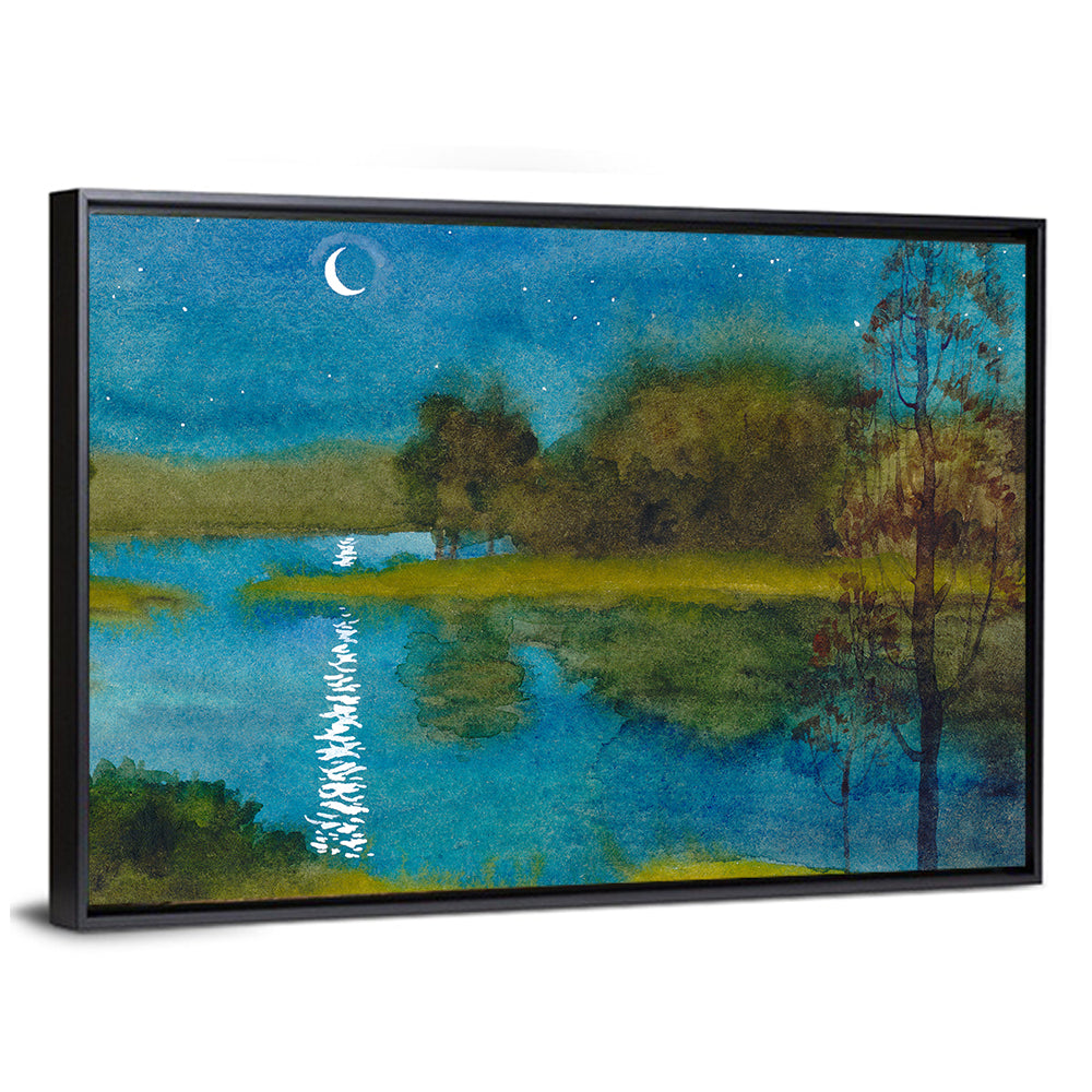 Quiet River Under Moonlight Wall Art