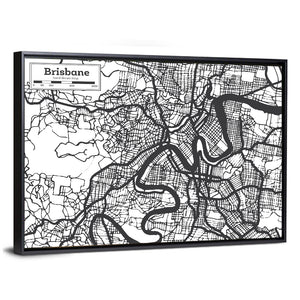 Brisbane City Map Wall Art