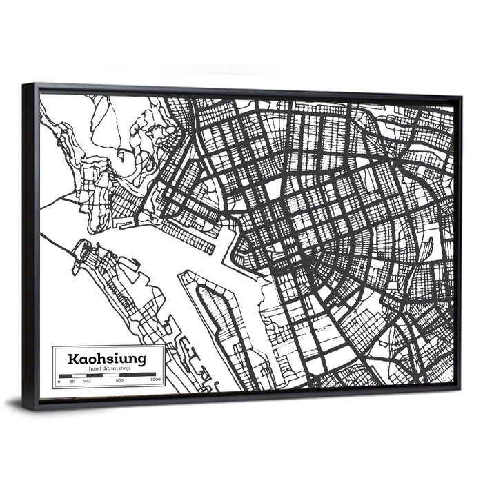 Kaohsiung Aerial Map Wall Art as a framed canvas