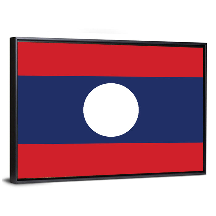 Laos Flag Minimalist Graphic Wall Art as a framed canvas