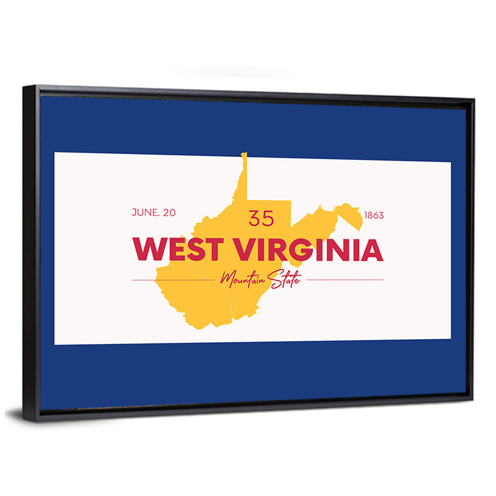 Golden West Virginia Map Wall Art