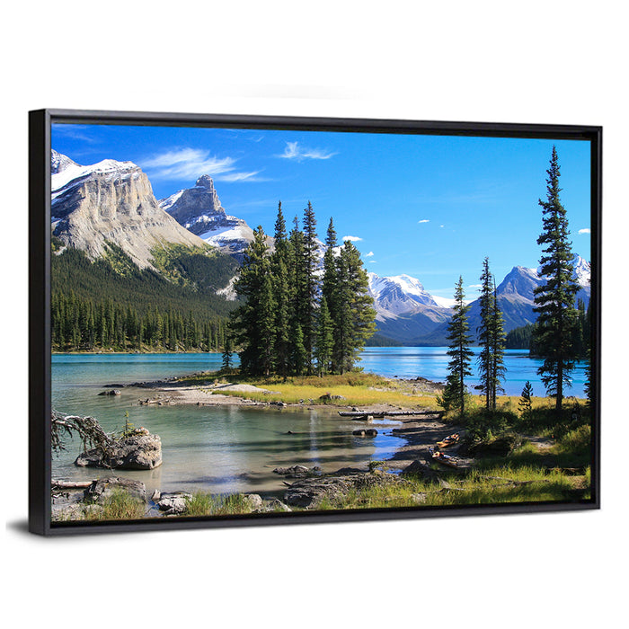 Spirit Island, Maligne Lake Wall Art as a framed canvas