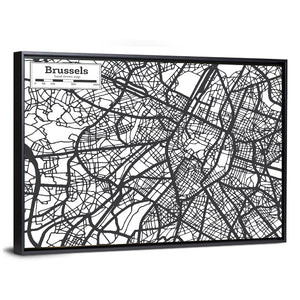 Brussels City Map Wall Art