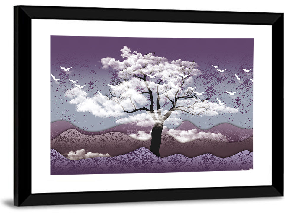 Ethereal Purple Tree Landscape Wall Art