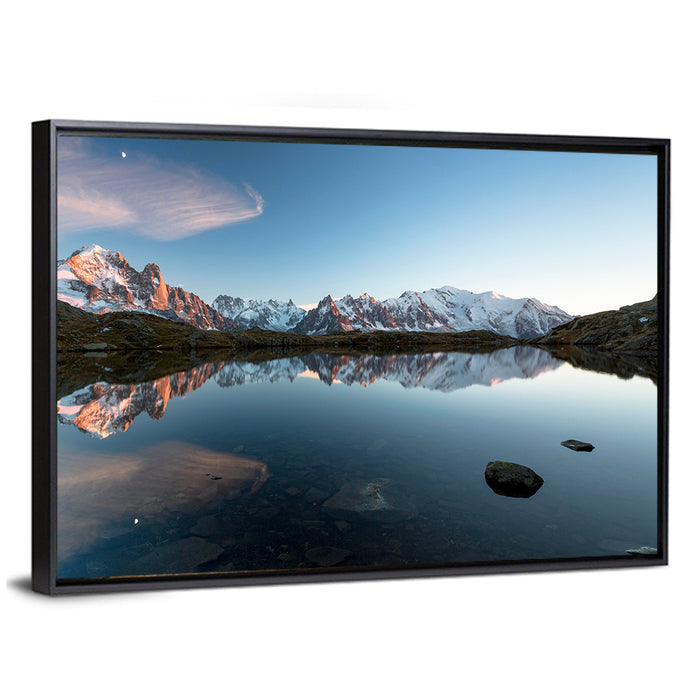 Lac De Chésserys Reflection, Chamonix Wall Art as a framed canvas