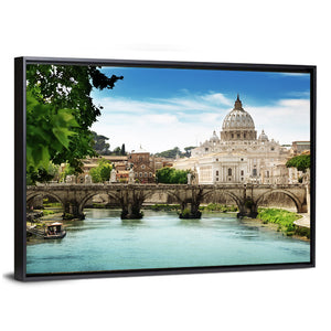 View On Tiber & St Peter Basilica In Vatican Wall Art