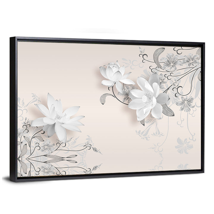 3d Floating Lotus Illustration Wall Art