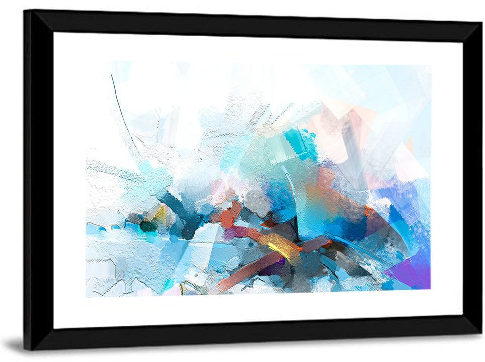Colorful Brushstrokes with Geometric Planes Wall Art