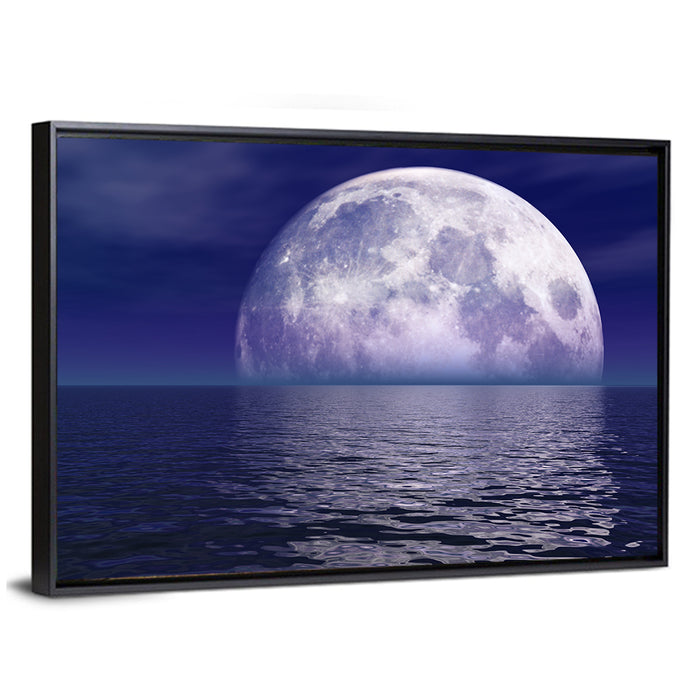 Full Moon Touching Water Wall Art as a framed canvas