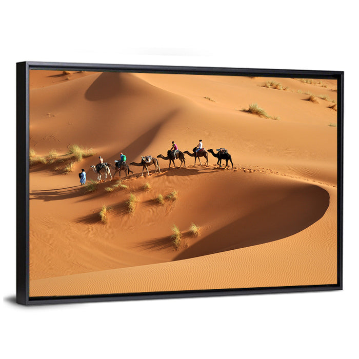 Morocco Sahara Caravan Wall Art as a framed canvas