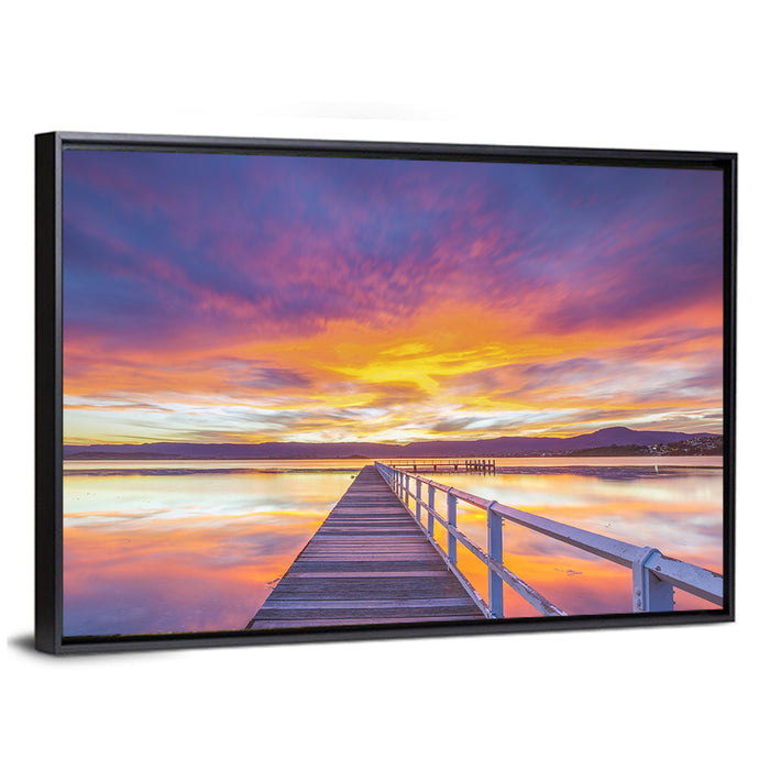 Lake Illawarra Sunset Wall Art as a framed canvas
