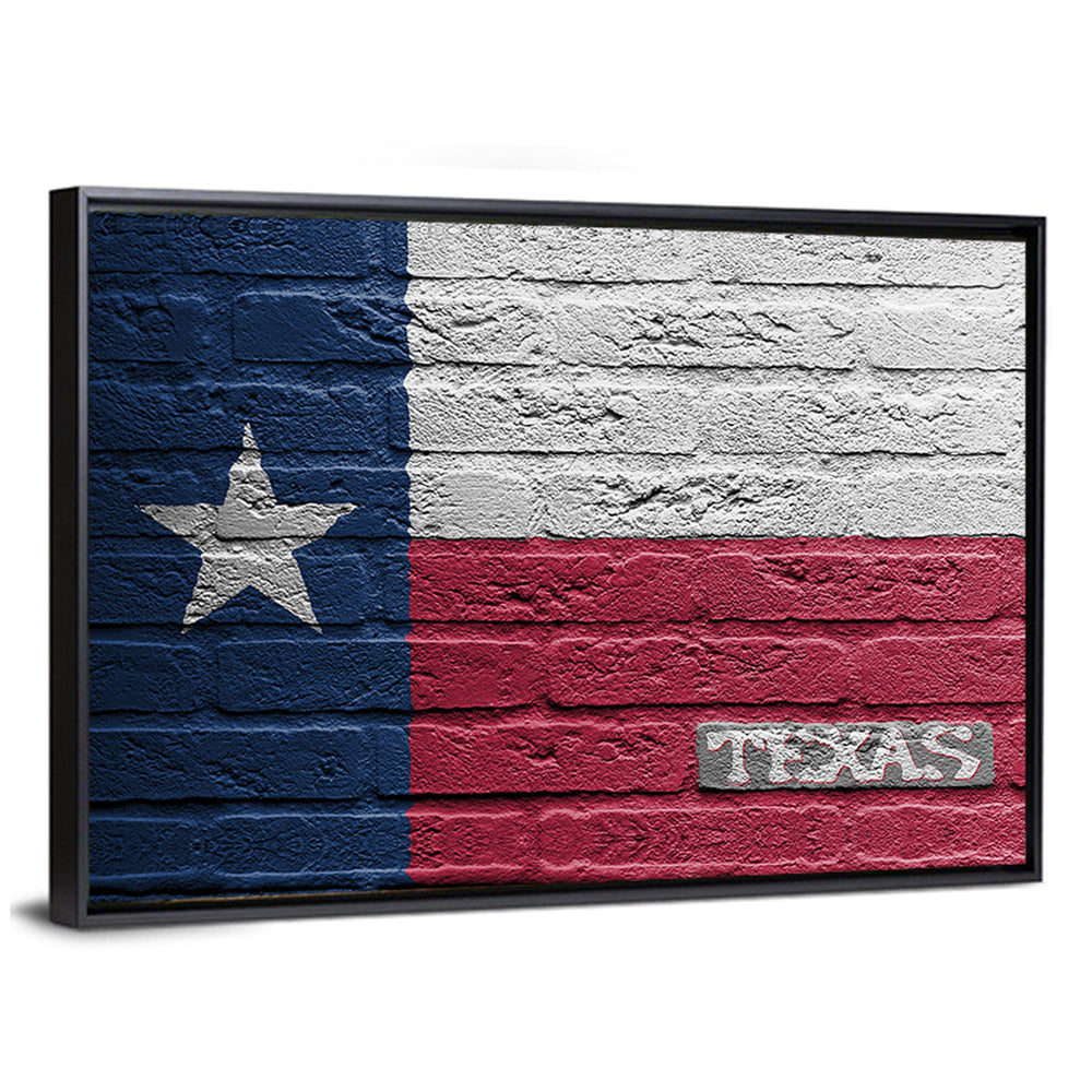 Texas Flag on Weathered Brick Wall Art