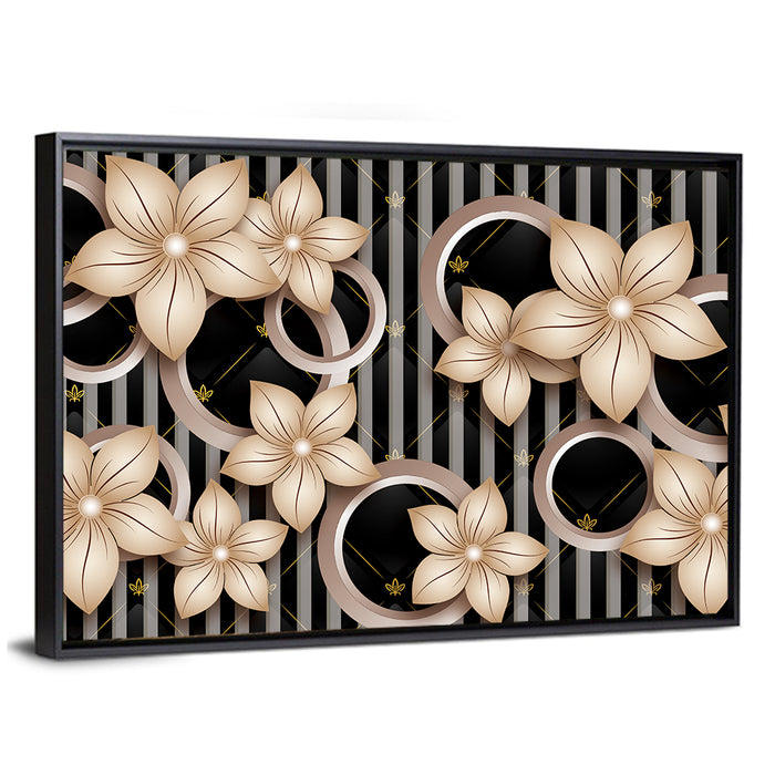 3d Floral Circle Pattern Wall Art as a framed canvas
