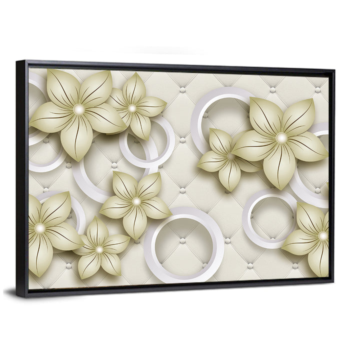 Cream Tufted Floral Rings Wall Art as a framed canvas