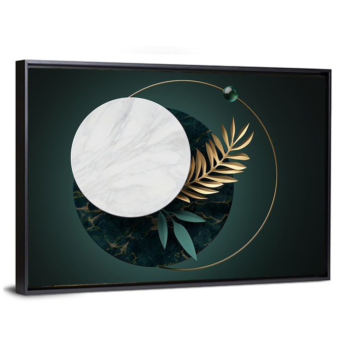 3d Palm Leaf Textured Composition Wall Art as a framed canvas