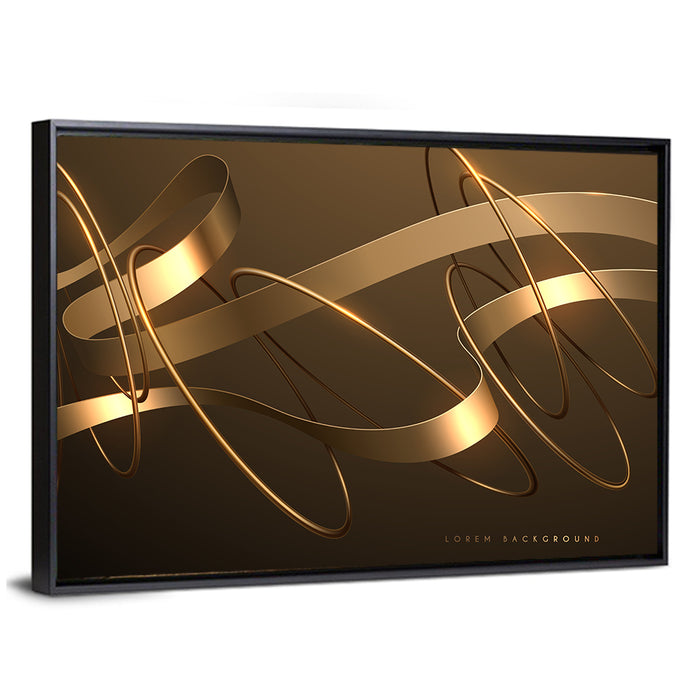 Gold Ribbons and Rings Wall Art as a framed canvas