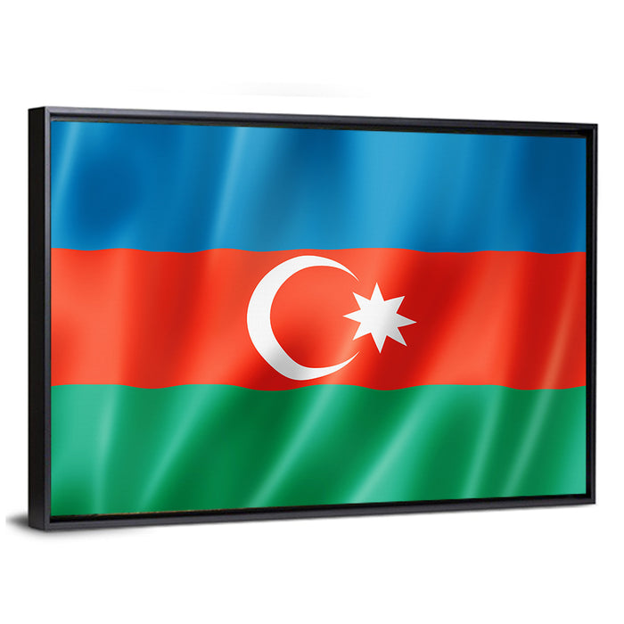 Azerbaijan Flag Wall Art as a framed canvas