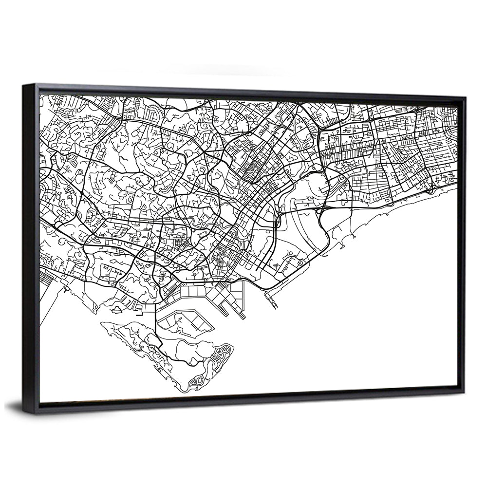 Singapore City Map Wall Art