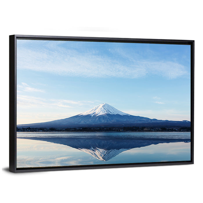 Mount Fuji Reflection Wall Art as a framed canvas