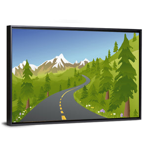 Summer Mountain Road Illustration Wall Art