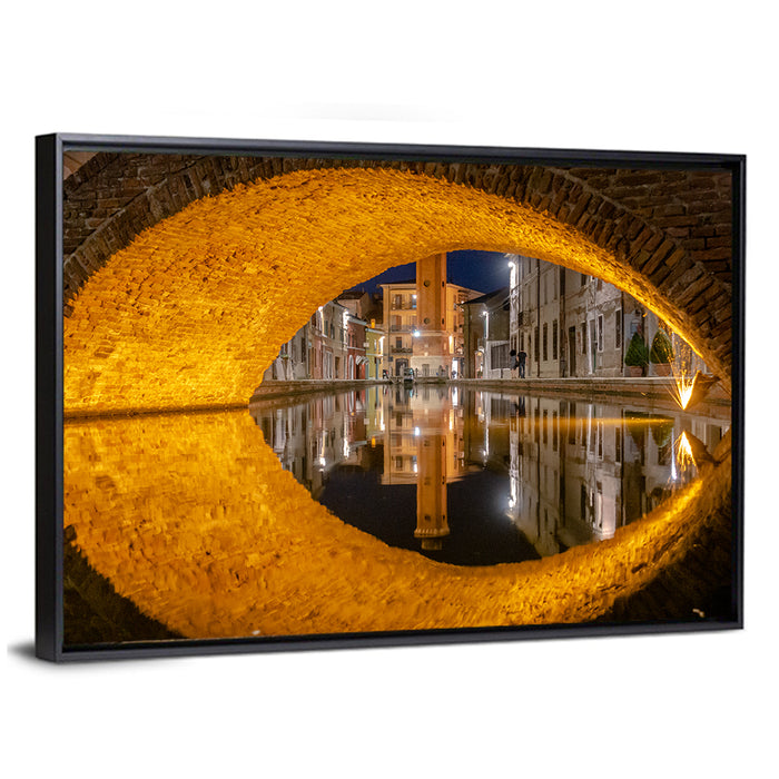 Tre Ponti Di Comacchio, Italy Wall Art as a framed canvas