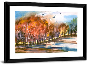 Watercolor Autumn Abstract Wall Art