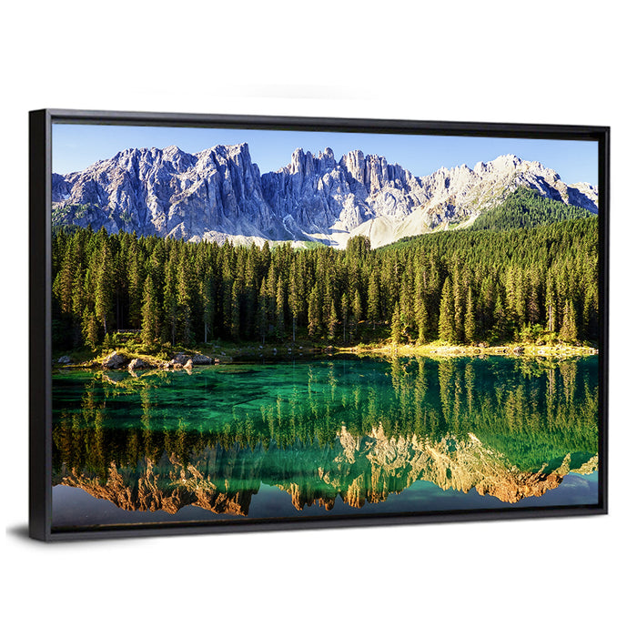 Karer Lake, Dolomites Wall Art as a framed canvas