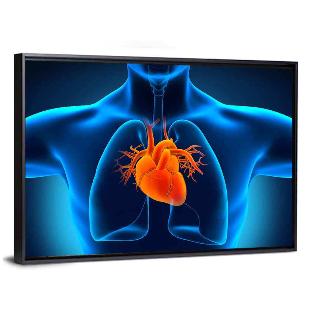 Glowing Heart Anatomy Illustration Wall Art