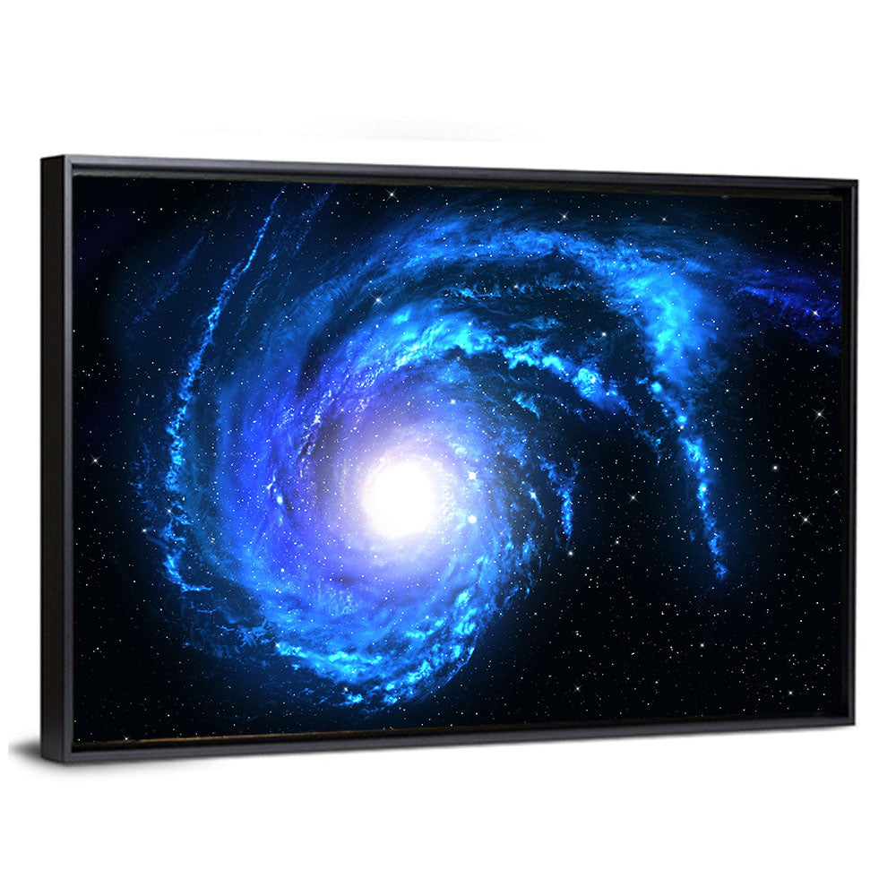 Glowing Blue Spiral Galaxy Wall Art