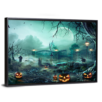 Jack O` Lanterns In Graveyard Wall Art