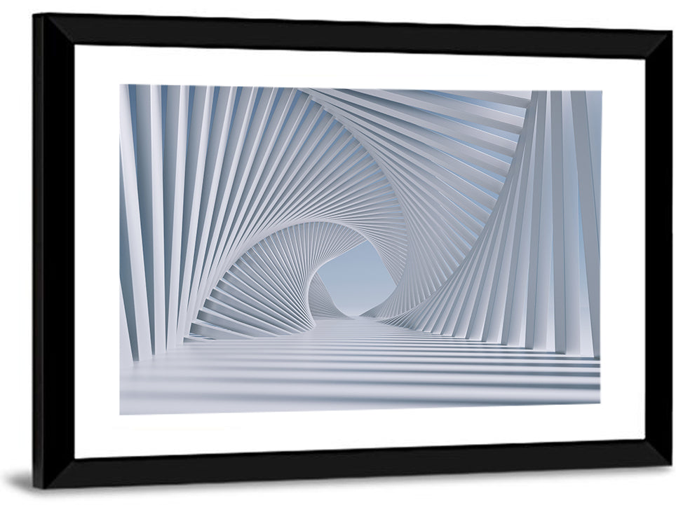 3d White Spiral Tunnel Wall Art