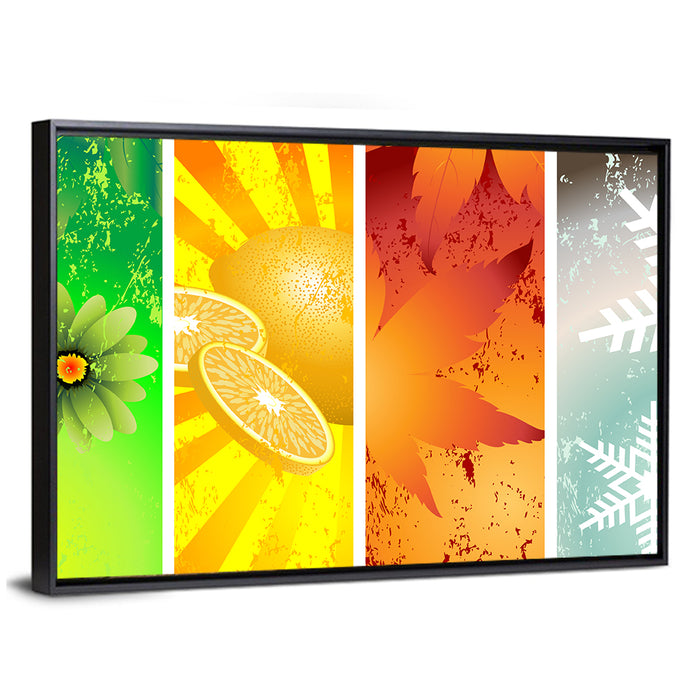 Four Seasons Quartet Wall Art as a framed canvas