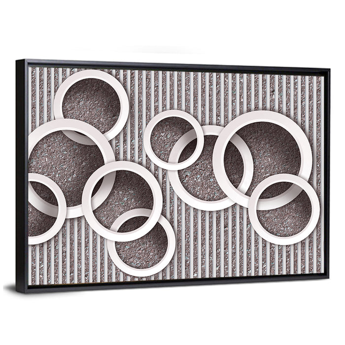 Layered White Circles Wall Art as a framed canvas