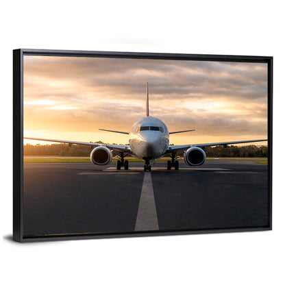 Airplane On Airport Runway Wall Art