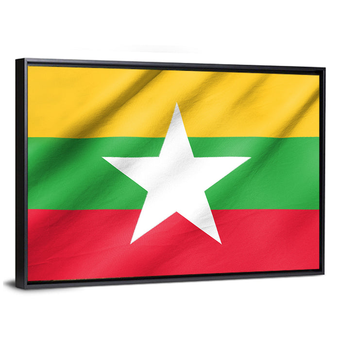 Flag of Myanmar Wall Art as a framed canvas