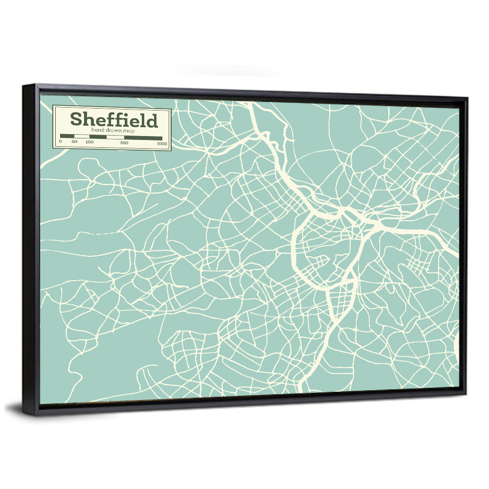 Sheffield City Map In UK Wall Art