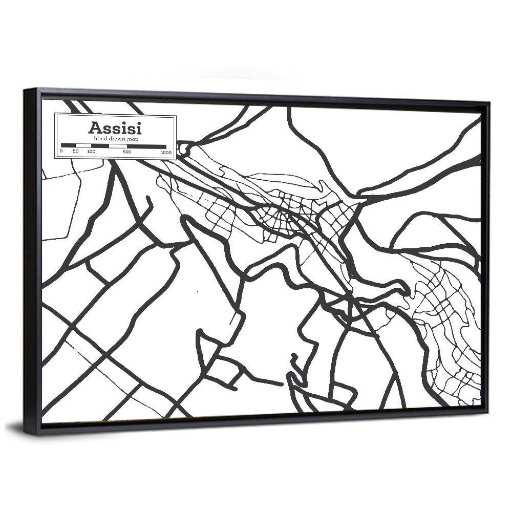 Assisi City Grid Map Wall Art