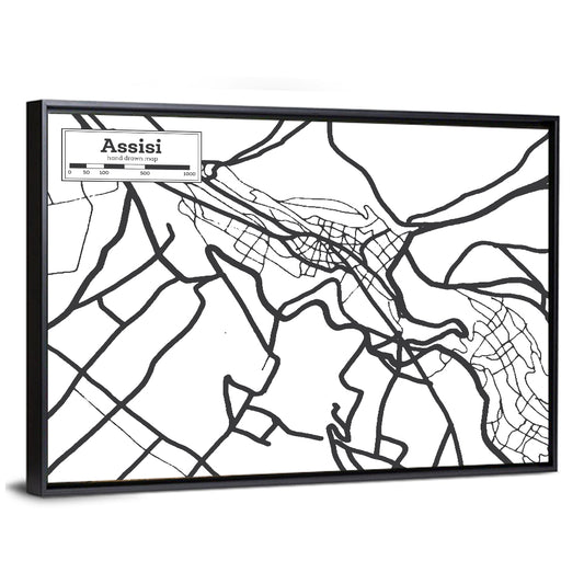 Assisi City Map Wall Art