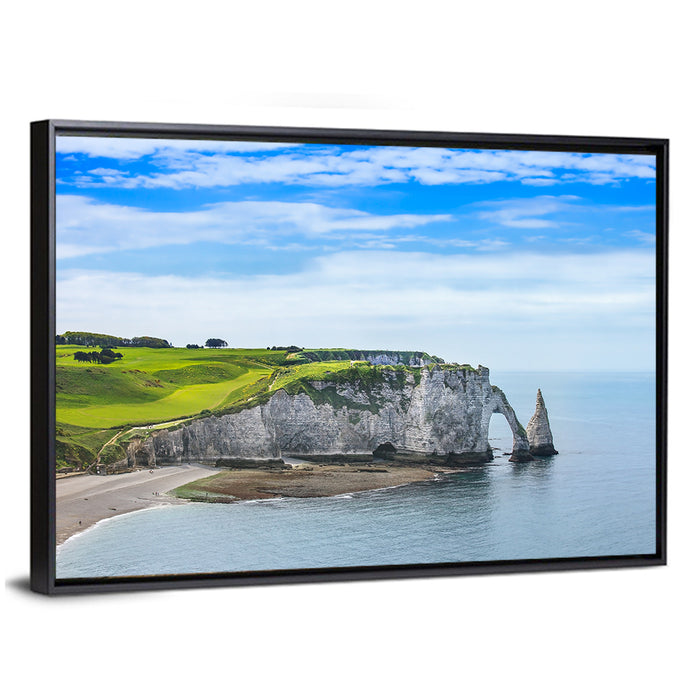 Étretat Porte D'aval Cliff Wall Art as a framed canvas